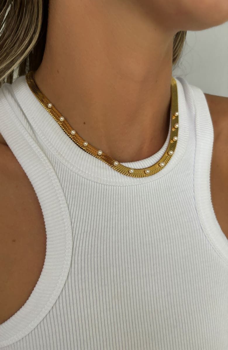 st. Moran Gemstone Snake Chain Necklace, Alternate, color, Pearl