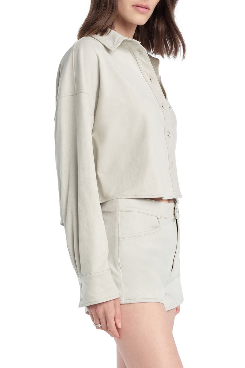 The Ex-Boyfriend Faux Suede Crop Button-Up Shirt, Alternate, color, BONE