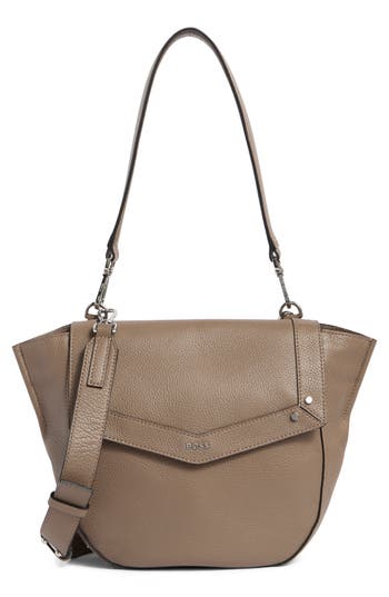 Hugo Boss Boss Ivy Leather Saddle Bag In Brown