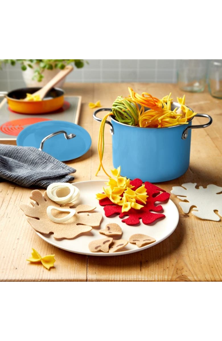 HABA Felt Pasta Cooking Set with Metal Pot & Toppings, Pretend Play Kitchen Toy for Kids & Toddlers 3 Years and Up, Alternate, color, 