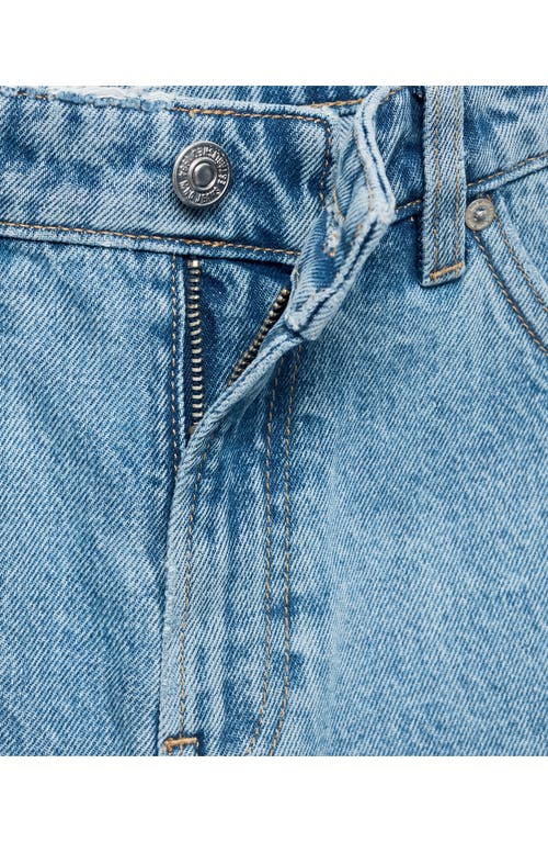 Mango Frayed Denim Bermuda Shorts In Blue