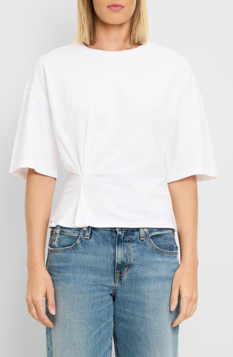 Zinnia Pleated Side Cotton T-Shirt