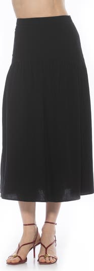 Michel High Waist Shirred Midi Skirt