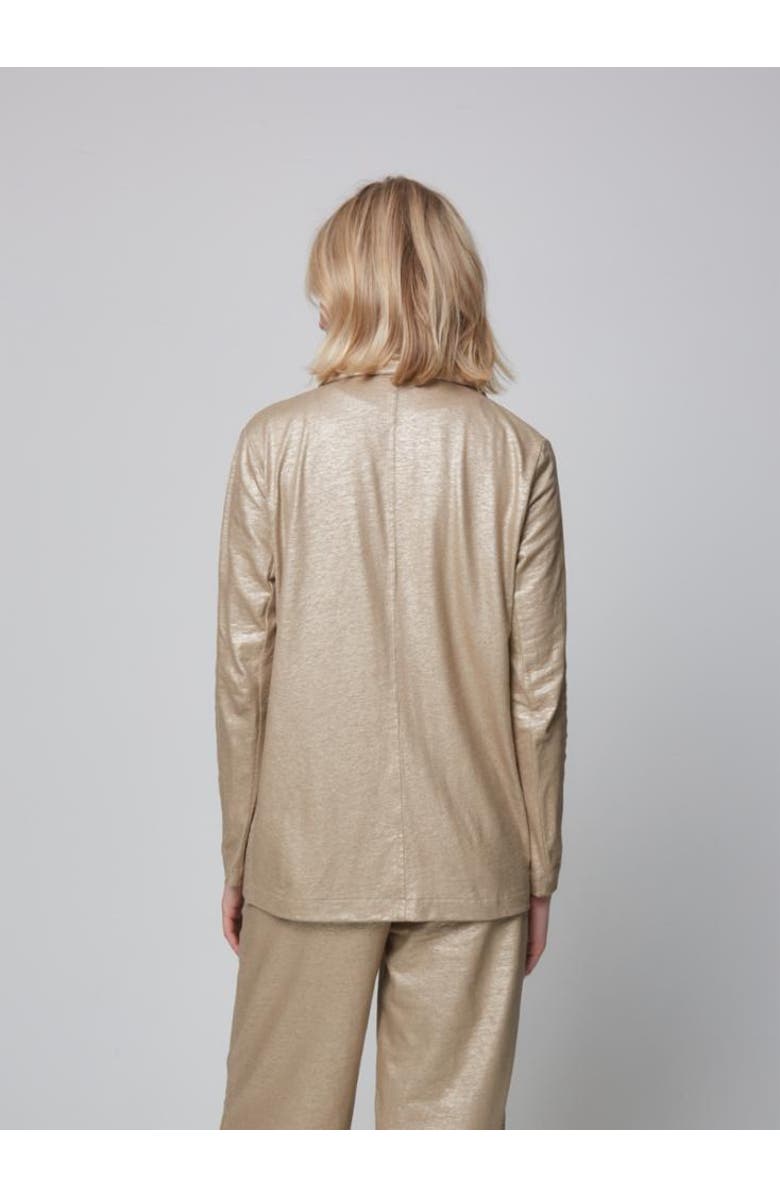 Majestic Filatures Stretch Metallic Linen One Button Blazer, Alternate, color, Sable