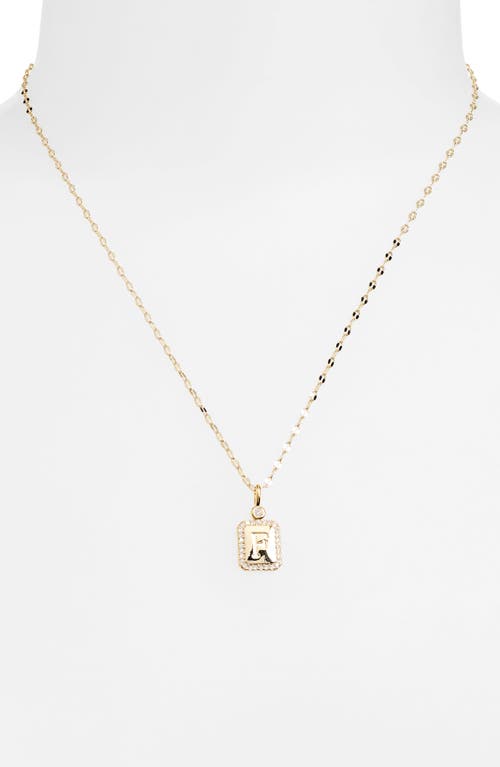 Leith Initial Pendant Necklace In F- Clear- Gold
