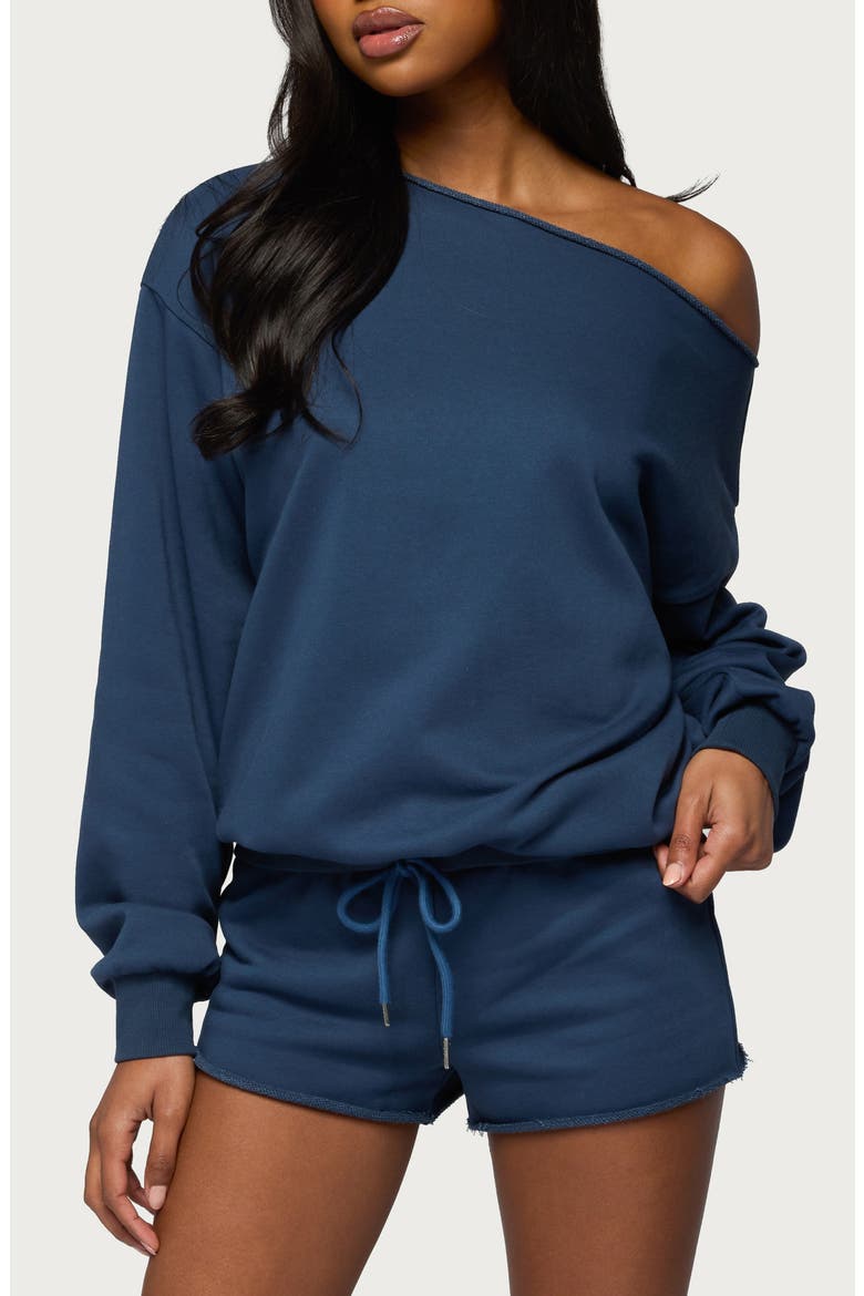 Juana One-Shoulder Sweatshirt, Main, color, NAVY