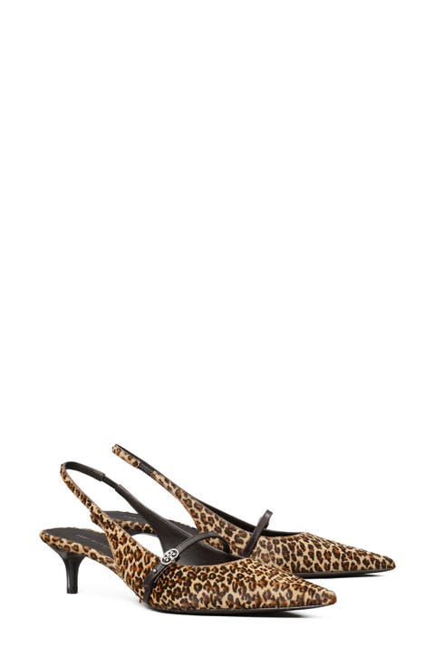 Double T Buckle Slingback Mary Jane Kitten Heel Pump (Women)