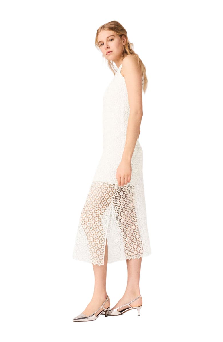 maje Rhinestone crochet maxi dress, Alternate, color, White