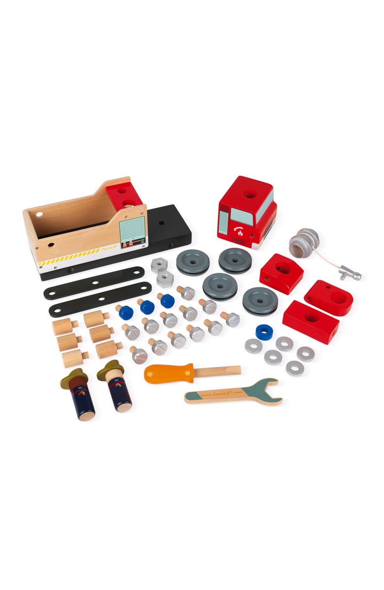 Janod Brico DIY Firetruck, Alternate, color, Red