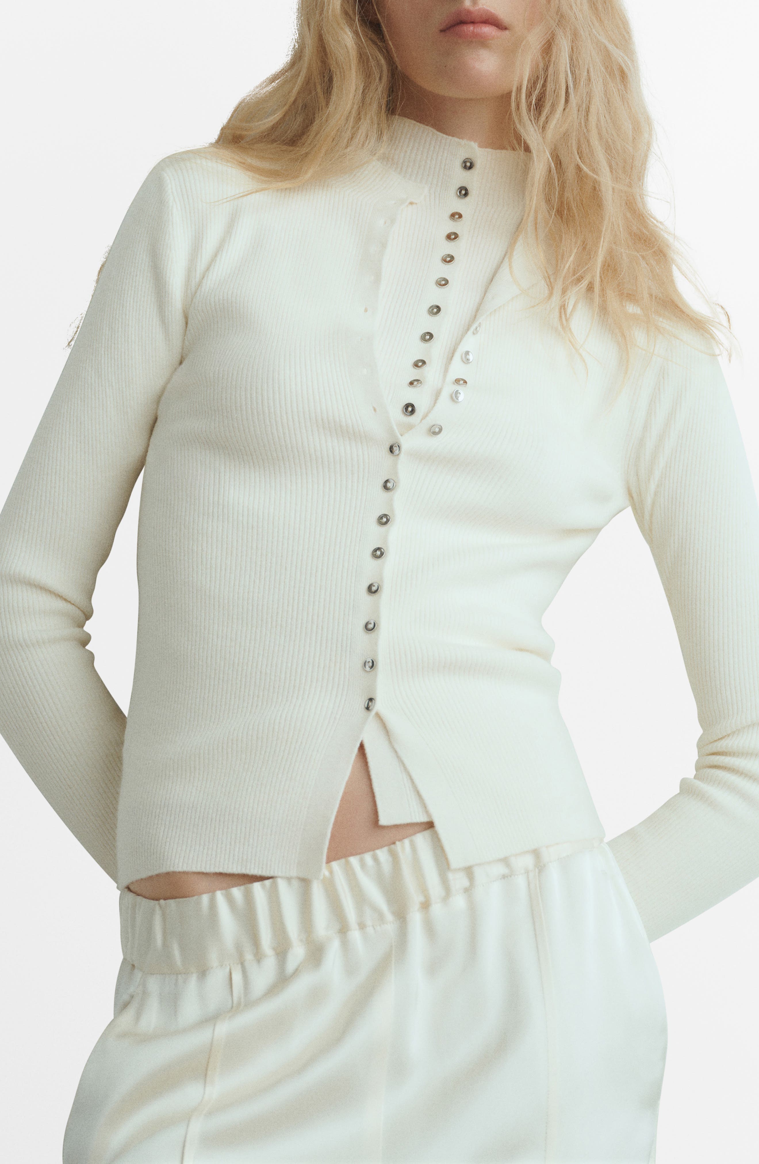 MANGO Mock Neck Cardigan