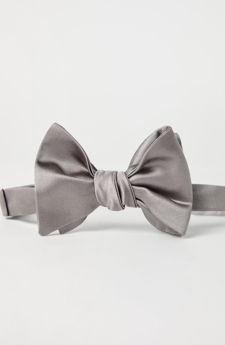 Brunello Cucinelli Satin bowtie, Alternate, color, Grey