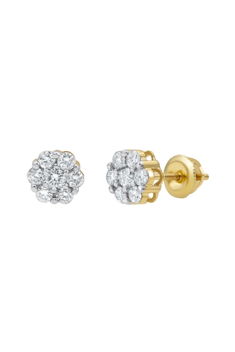 Semi 14K Yellow Gold Diamond Cluster Earrings - 0.52ct., Main, color, 14K Yellow Gold