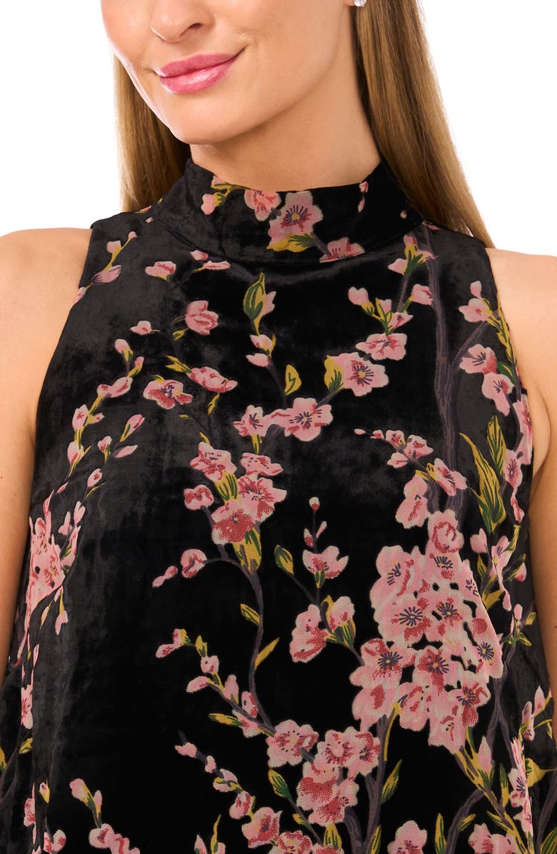 Ted Baker Lara Floral Tie Neck Sleeveless Dress, Alternate, color, Rich Black
