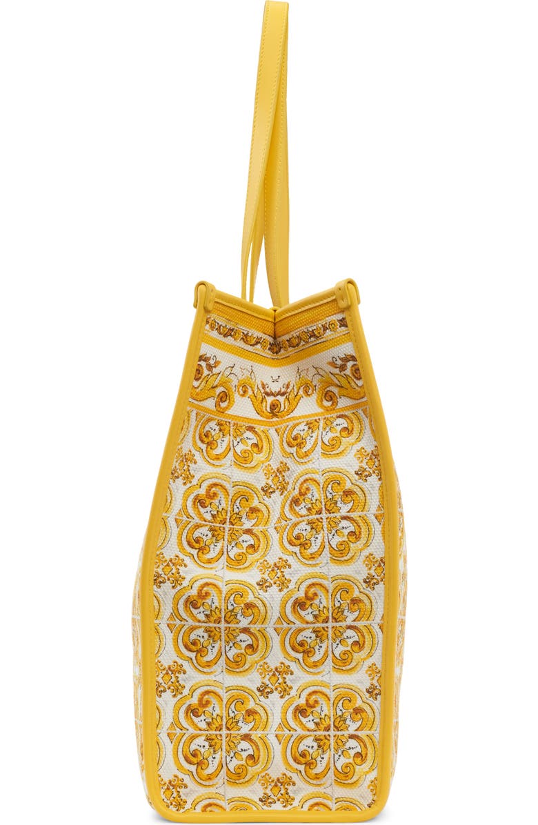 Dolce&Gabbana Majolica Print Canvas Shopper, Alternate, color, Azulejos Giallo