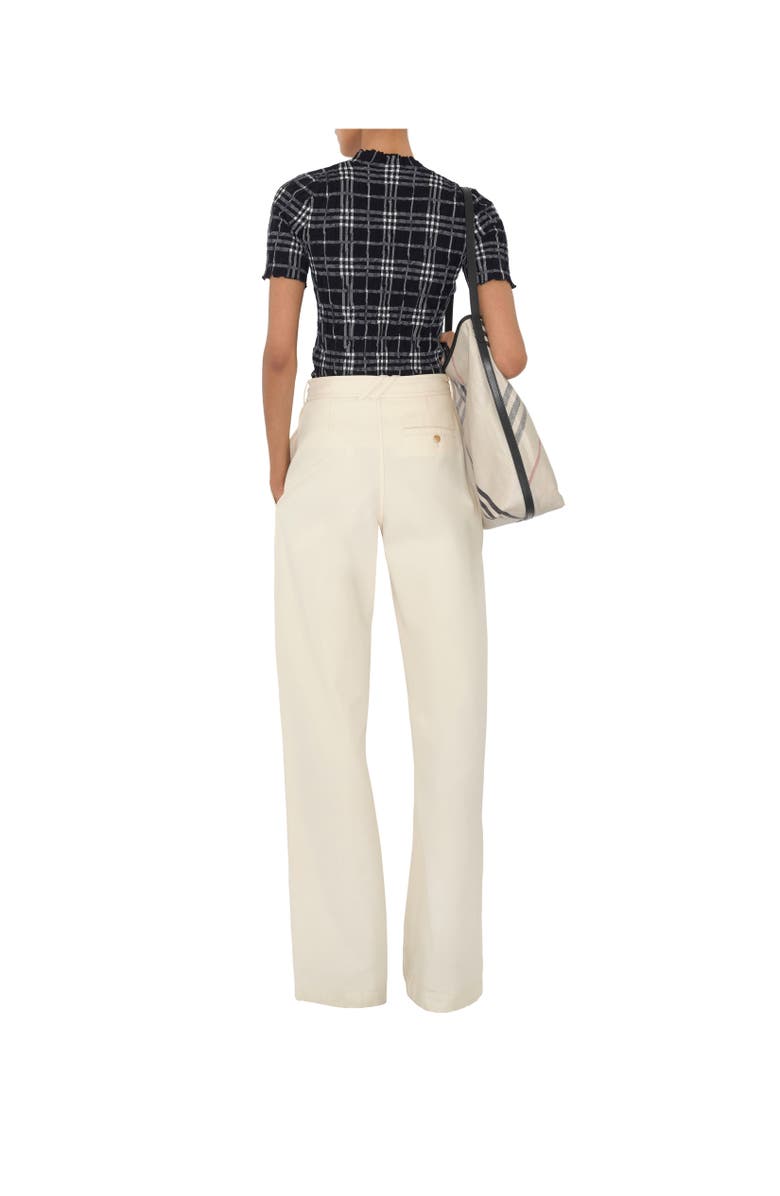 Burberry Gabardine Belted Trousers, Alternate, color, Lunar