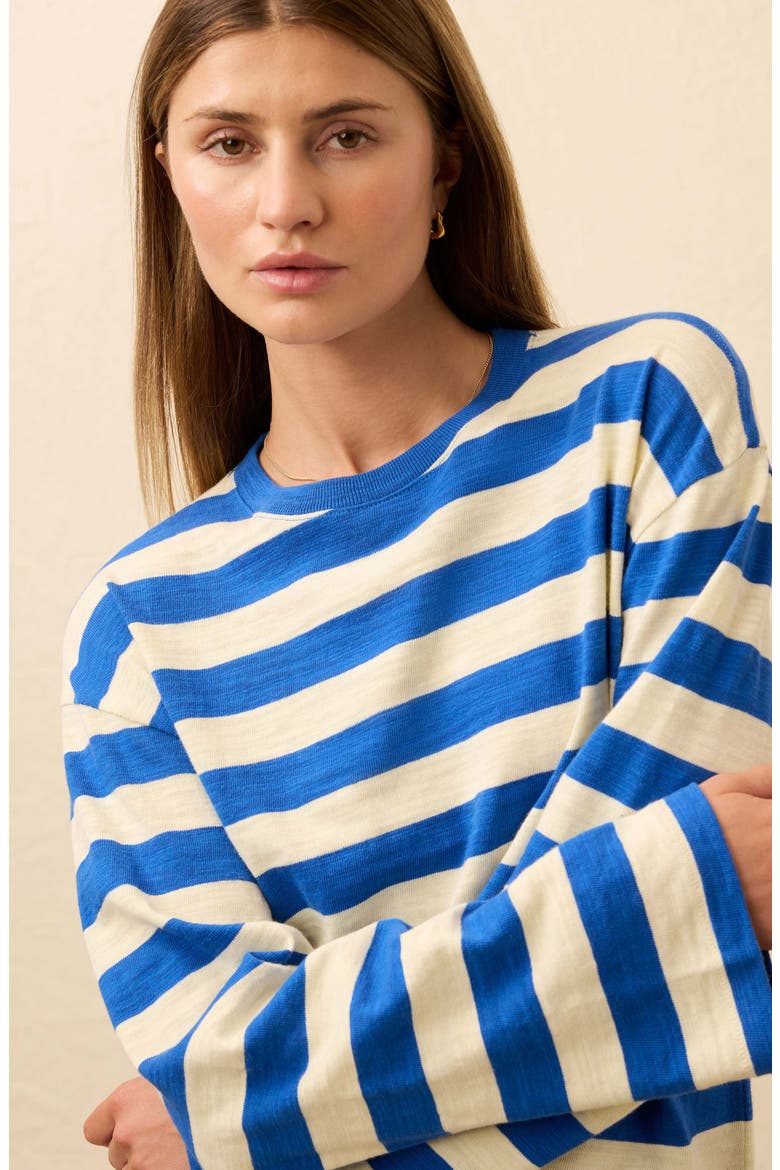 Sunwashed Stripe Long Sleeve Organic Cotton Slub T-Shirt, Alternate, color, SEA STRIPE