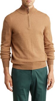 Bruno Magli Quarter Zip Camel Hair Pullover