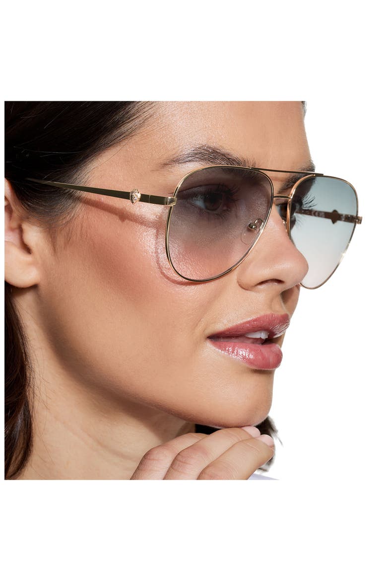 65mm Oversize Pilot Sunglasses, Alternate, color, GOLD/ GREEN PINK GRADIENT