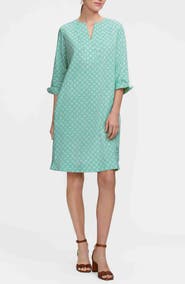 Foxcroft Vena Geo Lattice Print Cotton Shift Dress