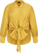 City Chic Winnie Tie Front Satin Shirt