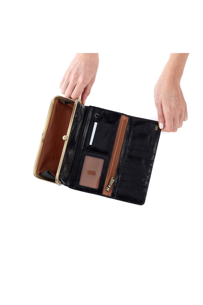 Rachel Leather Frame Wallet, Alternate, color, BLACK
