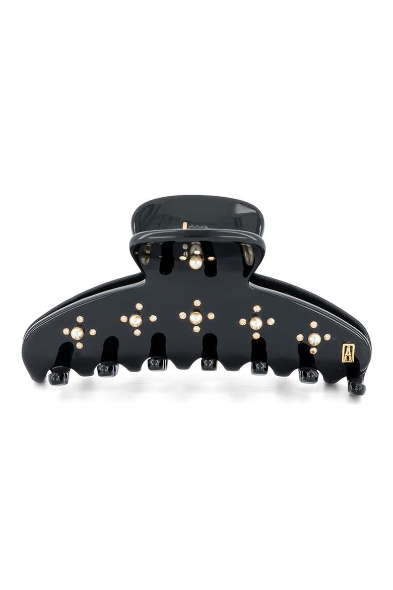 Swarovski Faux Pearl & Crystal Claw Clip, Alternate, color, BLACK