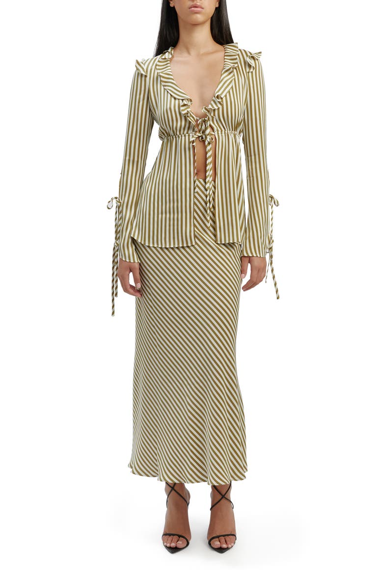 Isadore Maxi Slip Skirt, Alternate, color, GREEN STRIPE