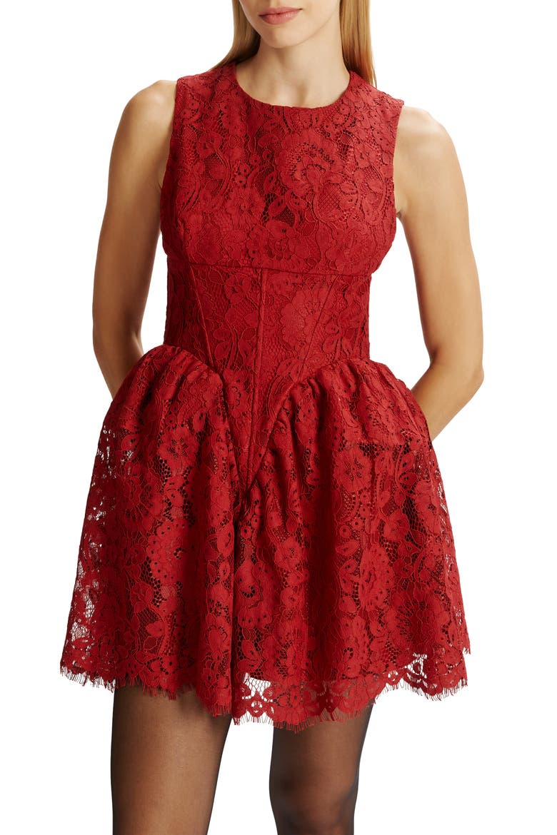 Luisa Lace Minidress, Alternate, color, BURGUNDY