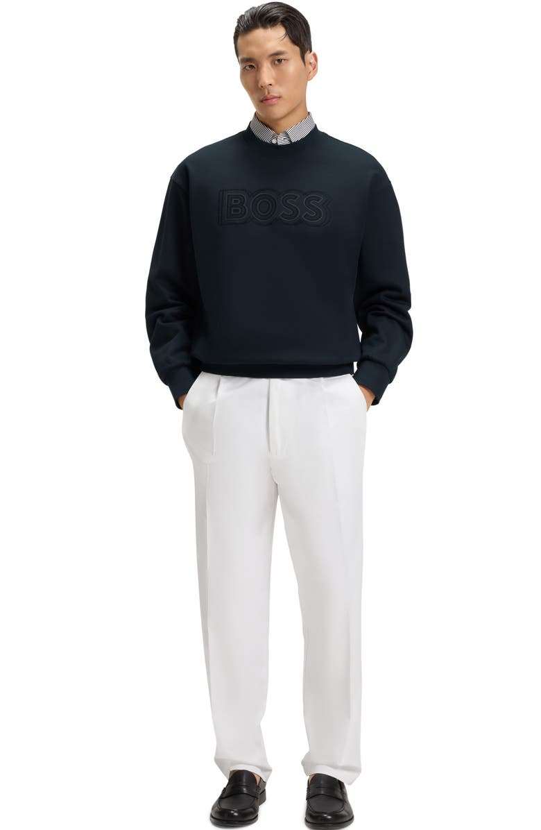 BOSS Soleri Logo Cotton Graphic Sweatshirt, Alternate, color, Black