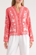 Forgotten Grace Floral Embroidered Button-Up Shirt