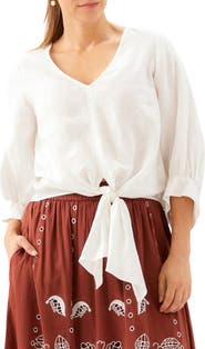 Karen Kane Tie Front Linen Top