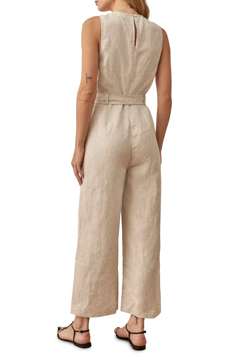 Naomi Wide Leg Linen Jumpsuit, Alternate, color, OATMEAL