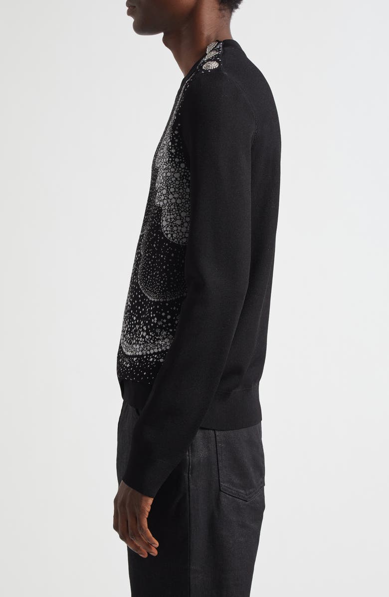 Balmain Faces Jacquard Knit Sweater, Alternate, color, Black Multi