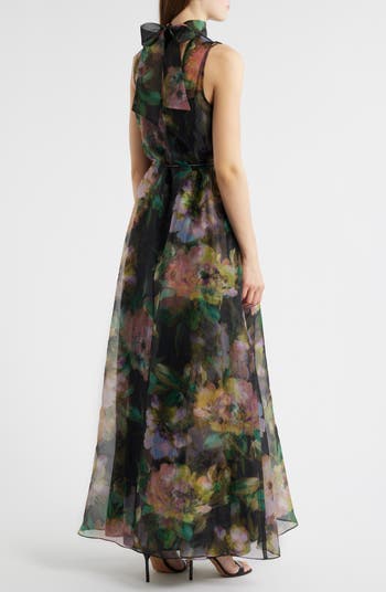 Tie Neck Organza Cocktail Dress