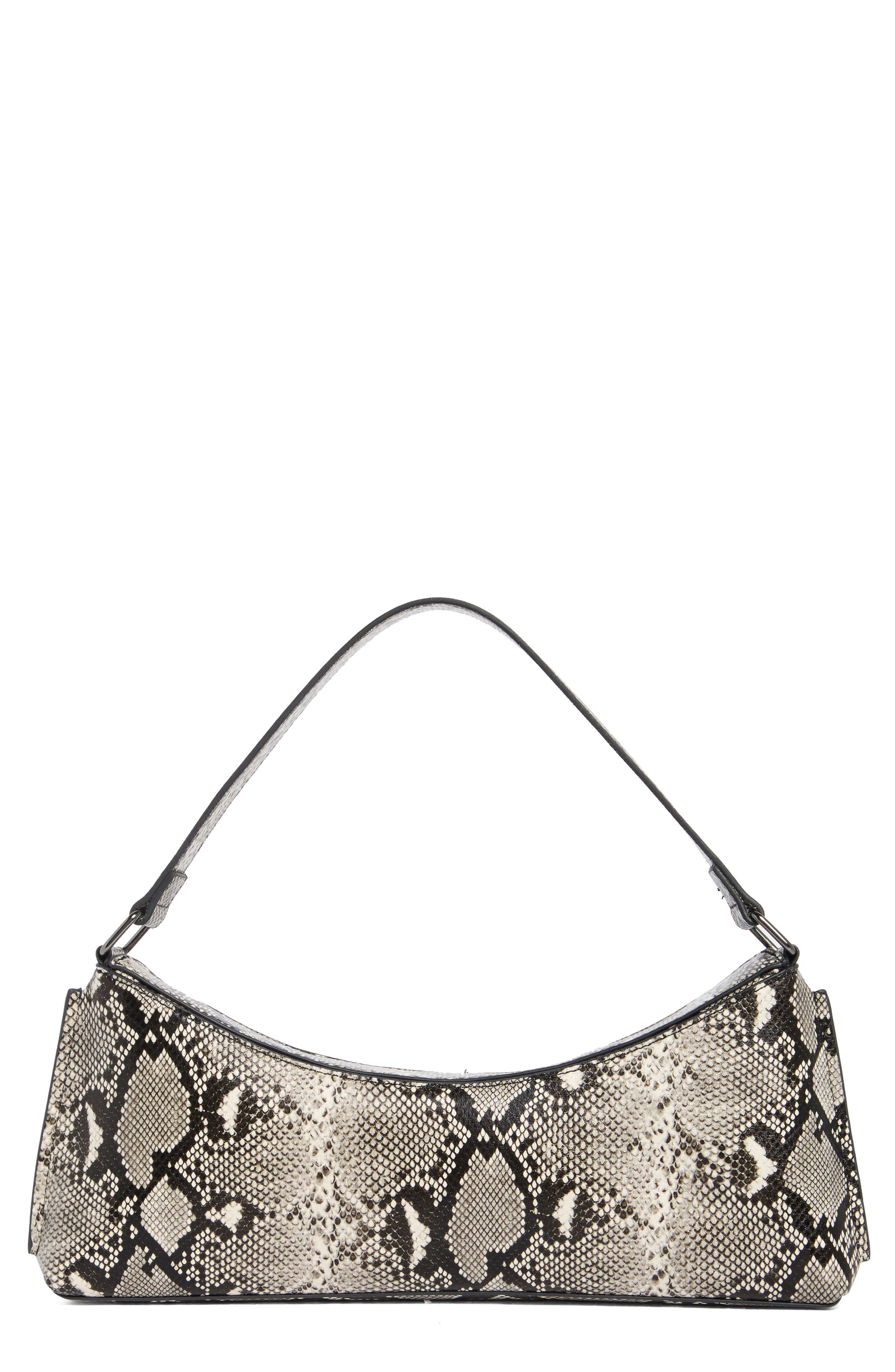 Snakeskin Embossed Faux Leather Shoulder Bag