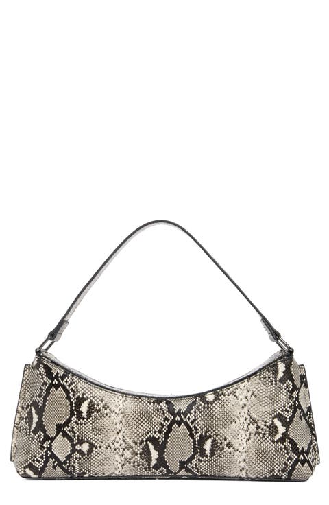 Snakeskin Embossed Faux Leather Shoulder Bag