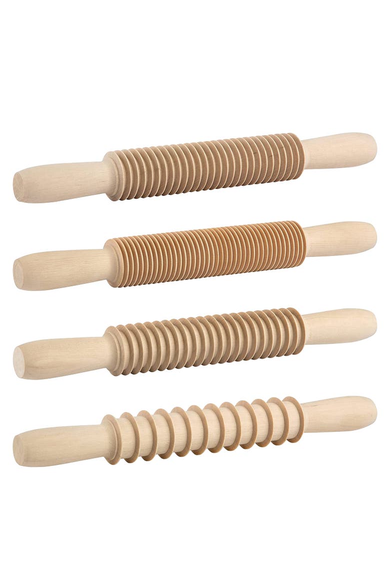 Wooden Pasta Cutter, Set of 4, Main, color, Beige