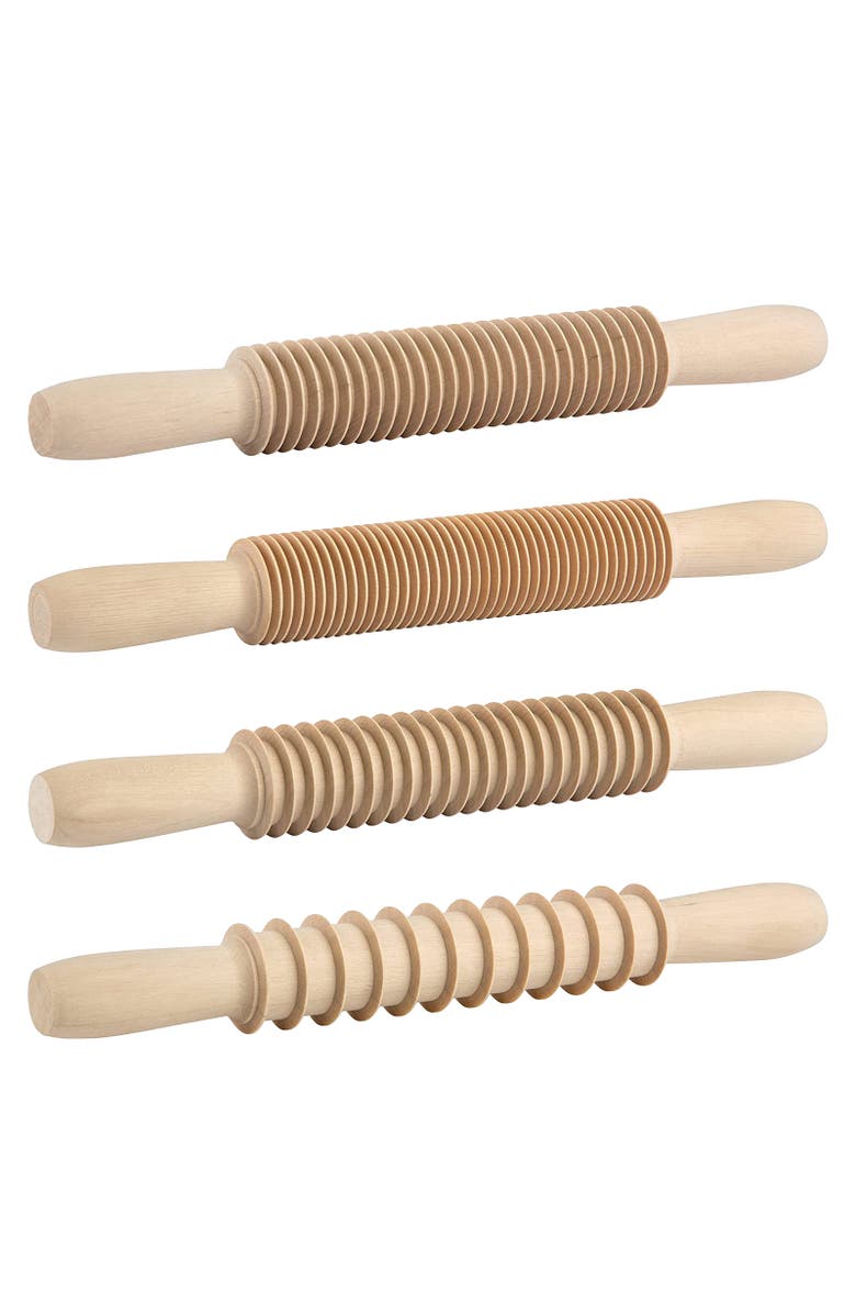 Kuchenprofi Wooden Pasta Cutter, Set of 4, Main, color, Beige