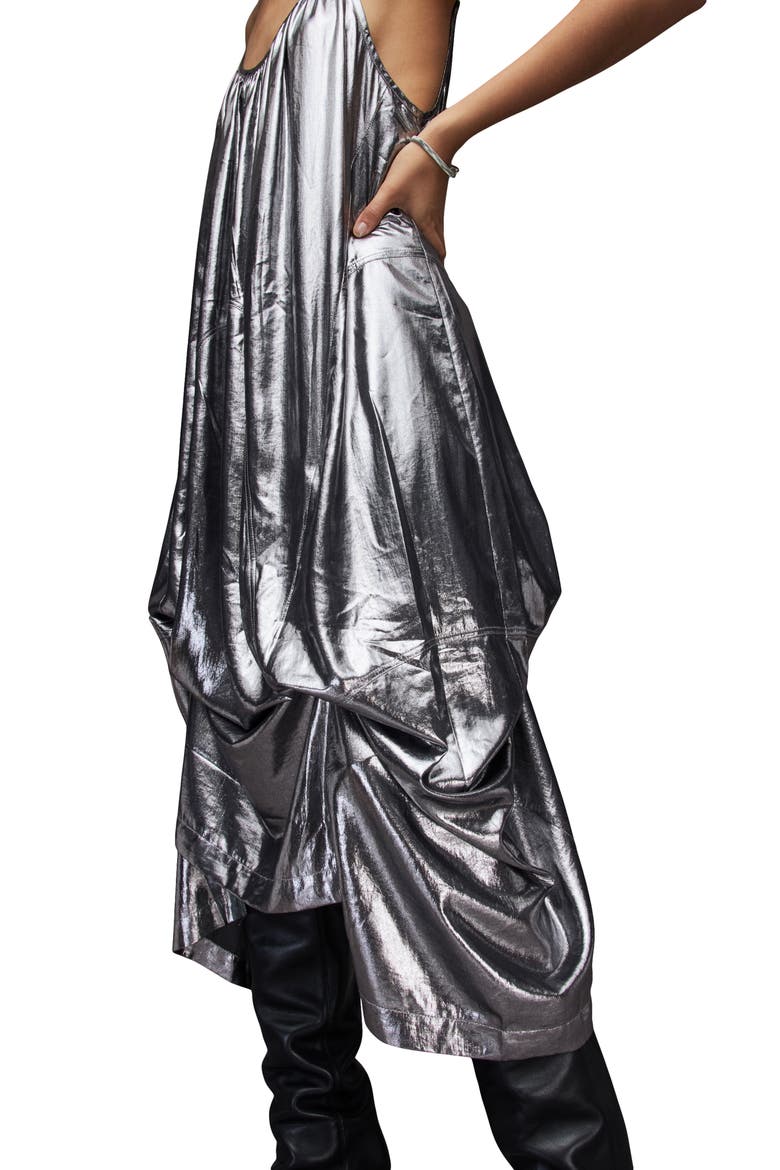 Areena Strappy Metallic Maxi Dress, Alternate, color, SILVER