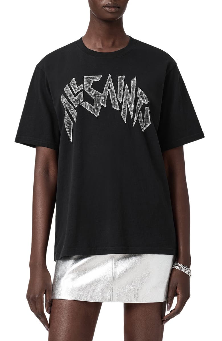 AllSaints Zinc Boyfriend T-Shirt, Main, color, Black