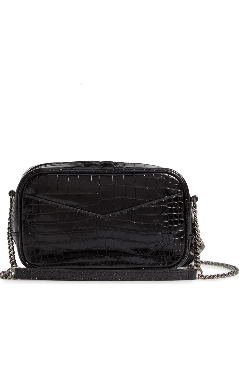 Saint Laurent Mini Lou Croc Embossed Leather Camera Bag, Alternate, color,