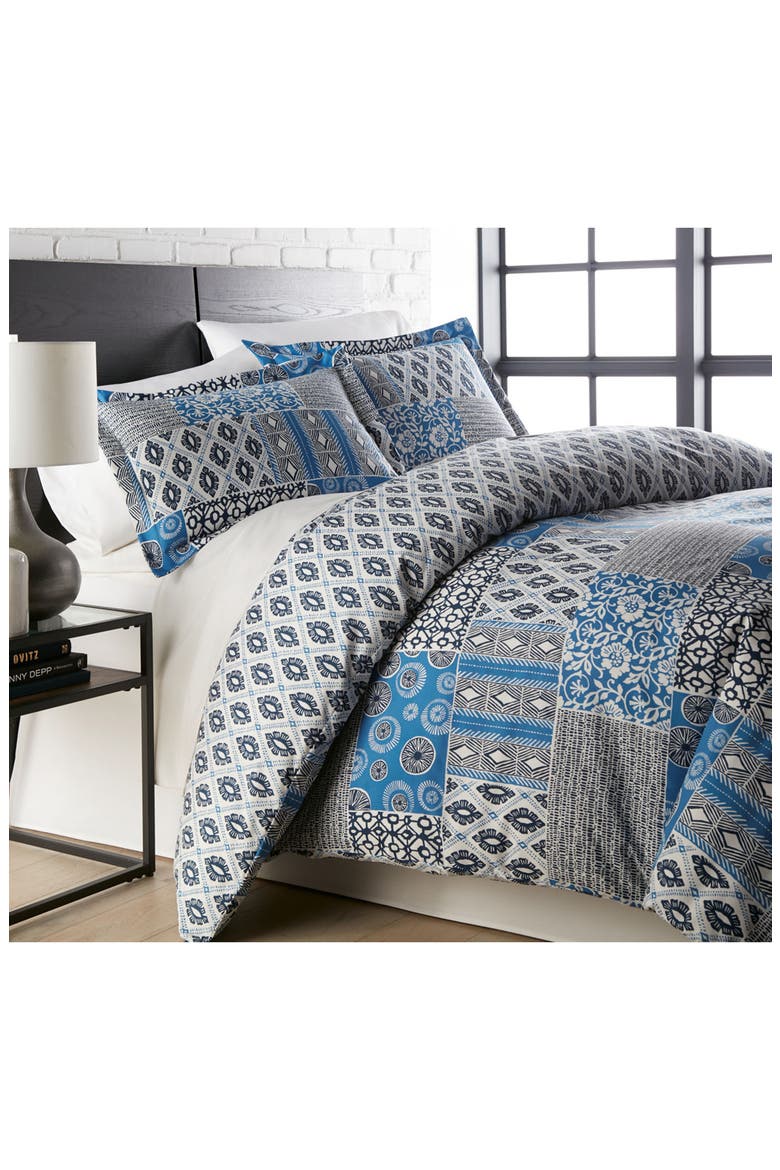 Premium Oversized Duvet 3-Piece Set, Main, color, GLOBAL PATCHWORK BLUE