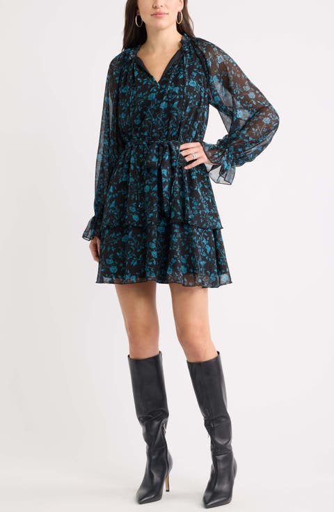 Floral Chiffon Tiered Minidress