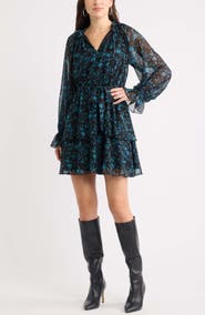Chelsea28 Floral Chiffon Tiered Minidress