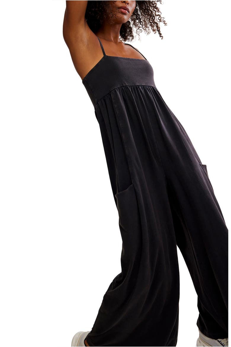 FP Movement Hot Shot Strappy Stretch Cotton Jumpsuit, Alternate, color, BLACK
