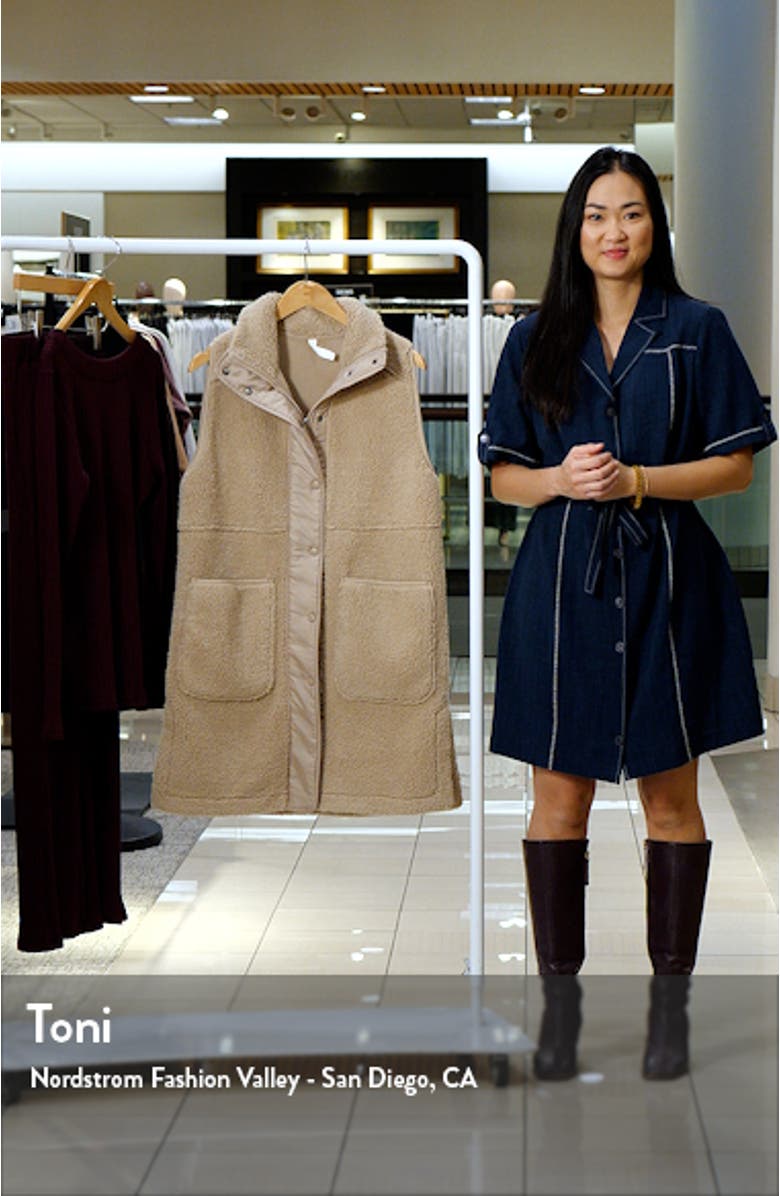 Faux Shearling Longline Vest, sales video thumbnail