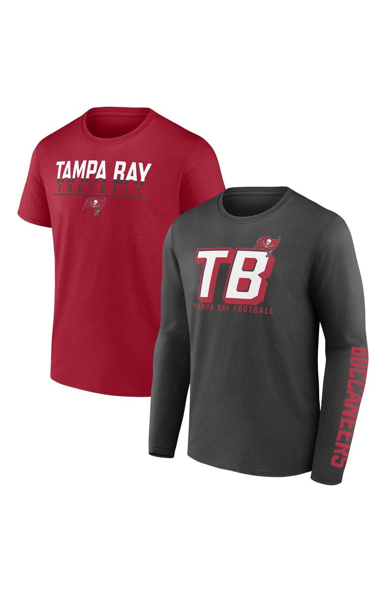 FANATICS Men's Fanatics Branded Pewter/Red Tampa Bay Buccaneers Two-Pack T-Shirt Combo Set, Main, color, 