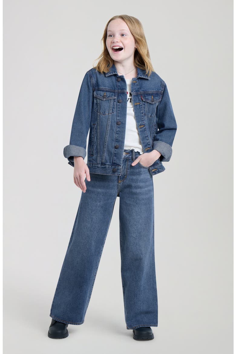 Kids' Adjustable Waist Wide Leg Jeans, Main, color, EVIE