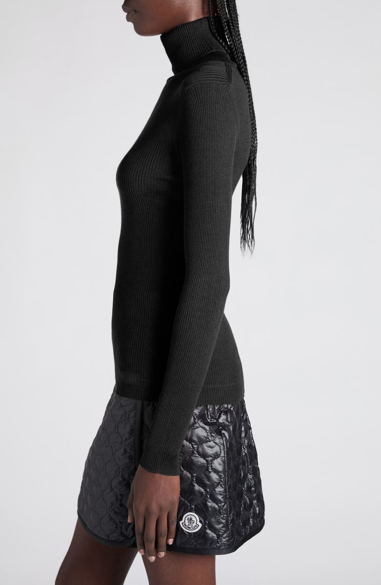 Moncler Virgin Wool Turtleneck Sweater, Alternate, color, Black