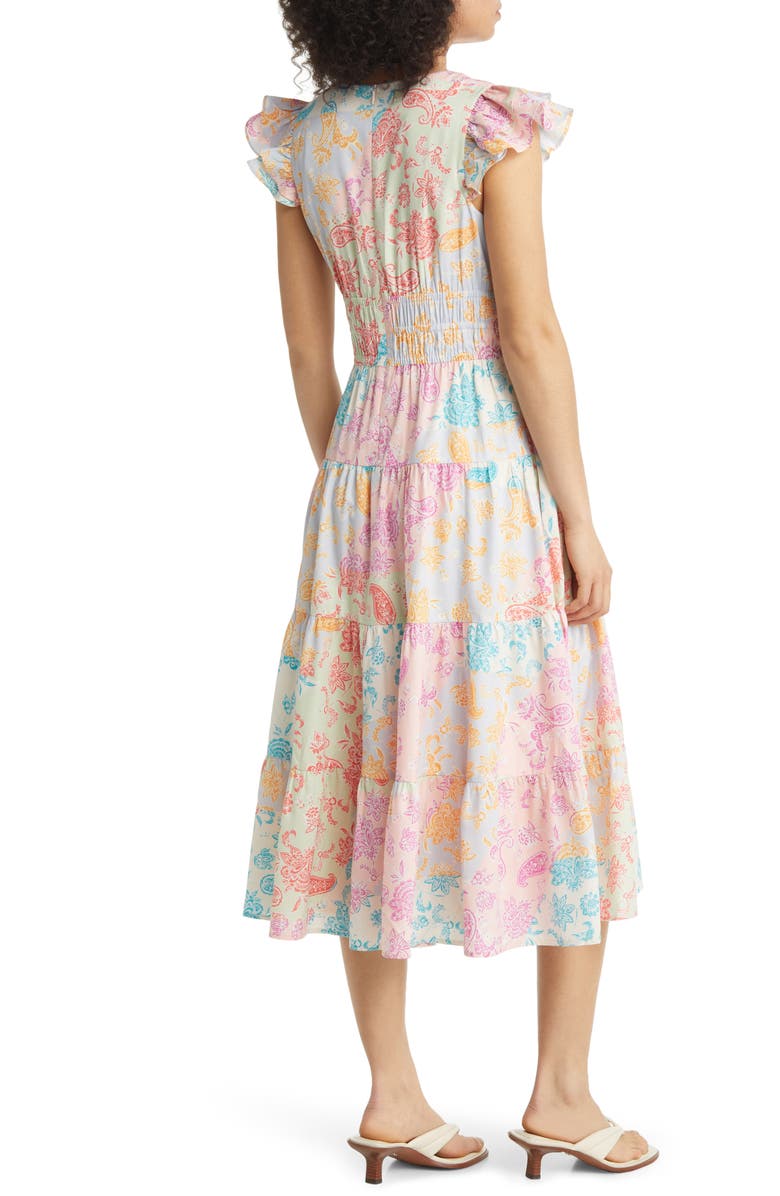 Vince Camuto Flutter Sleeve Midi Dress, Alternate, color, 